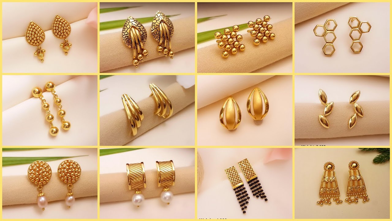 earrings gold indian Light Weight Minimalist Gold earrings designs | gold  earrings | gold ea… | Minimalist earrings gold, Simple gold earrings, Gold  earrings indian